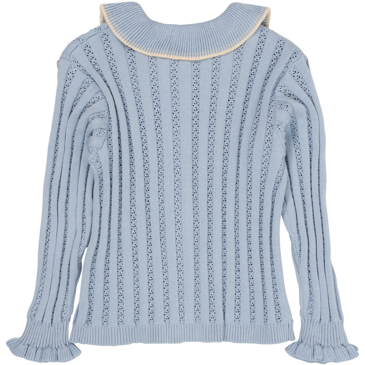 COPENHAGEN COLORS Dusty Blue strikket pointelle cardigan