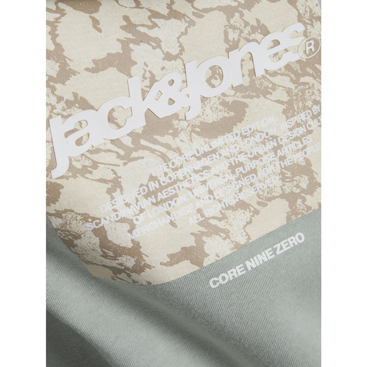 Jack & Jones Junior Aqua Gray Tarmac Camo Back Print Hættetrøje