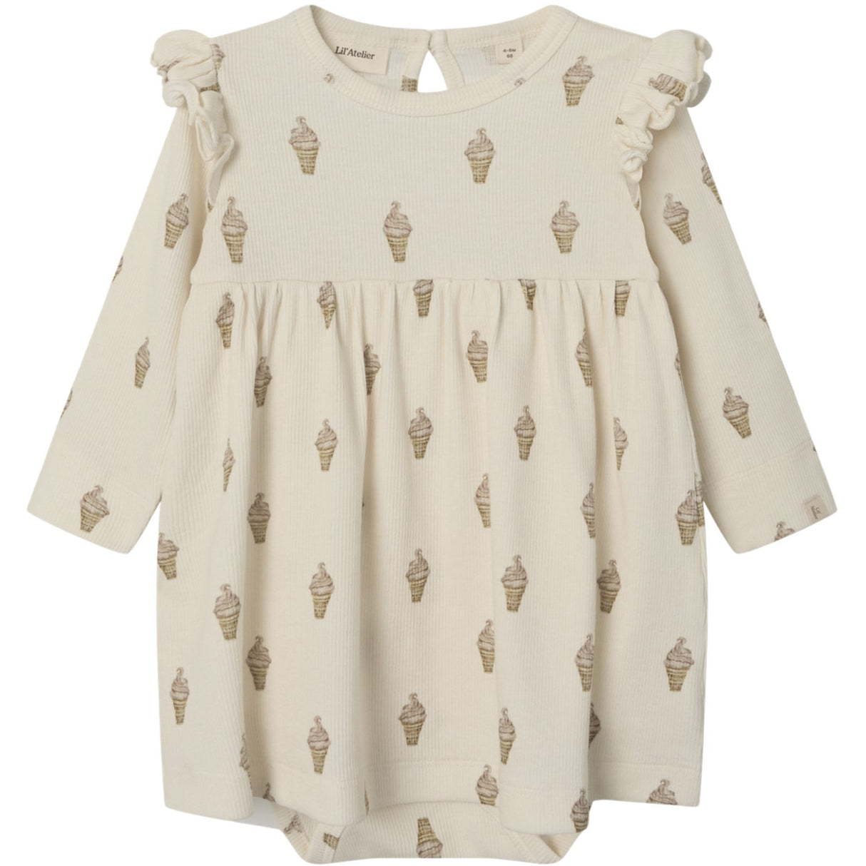 Lil'Atelier Turtledove Ice Cream Gavo Enk Body Kjole