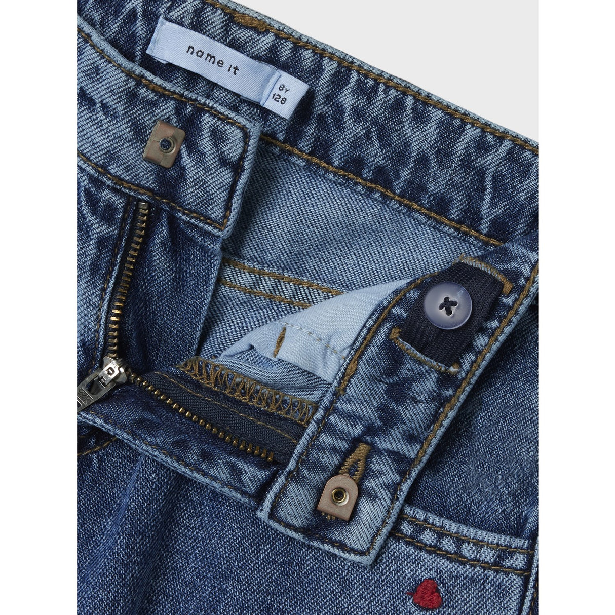 Name It Medium Blue Denim Heart Bella Wide Jeans