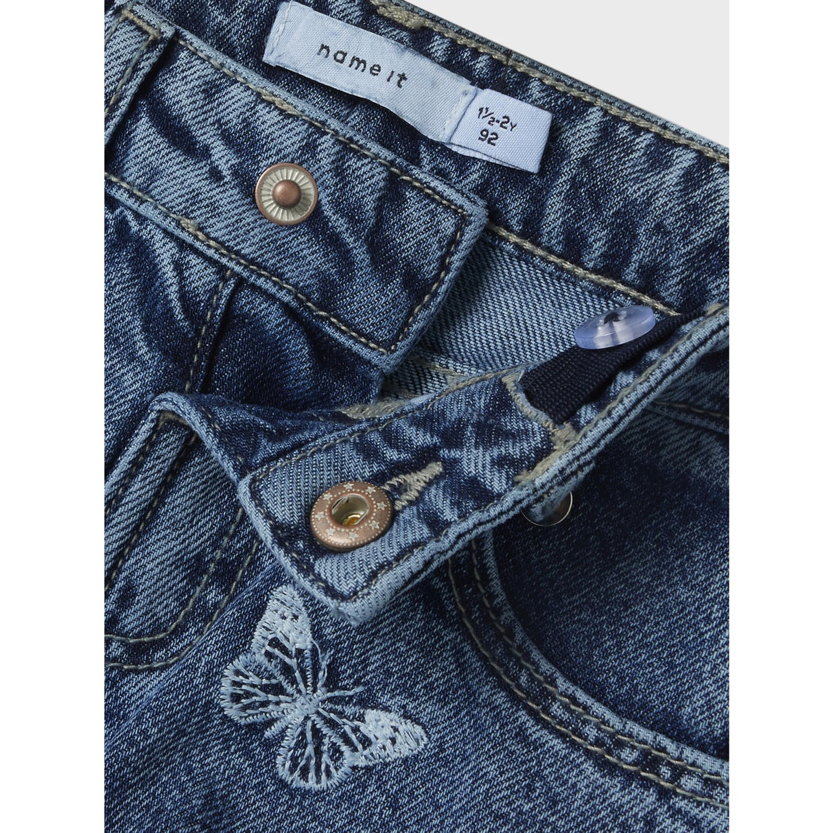 Name It Medium Blue Denim Butterfly Bella Mom Embroidery Jeans