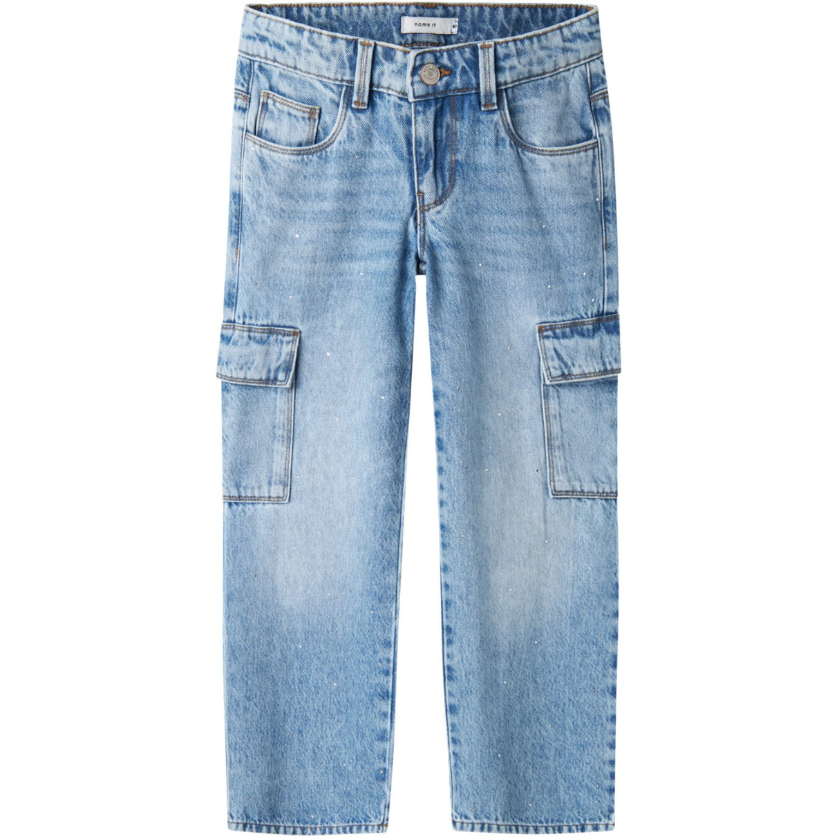 Name It Light Blue Denim Rose Wide Cargo Jeans
