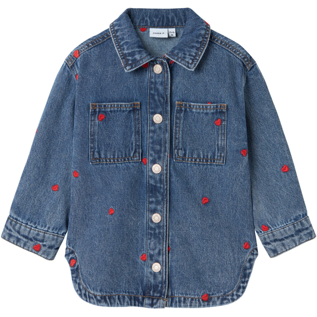 Name It Medium Blue Denim Heart Nina Embroidery Denim Jakke