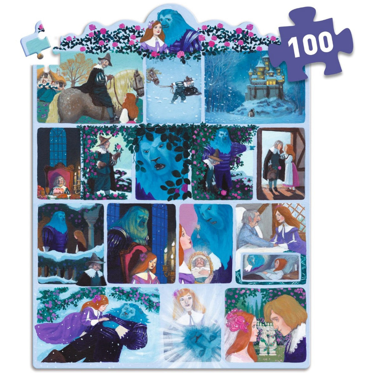 Djeco Story Puzzle, Skønheden og Udyret - 100 Brikker