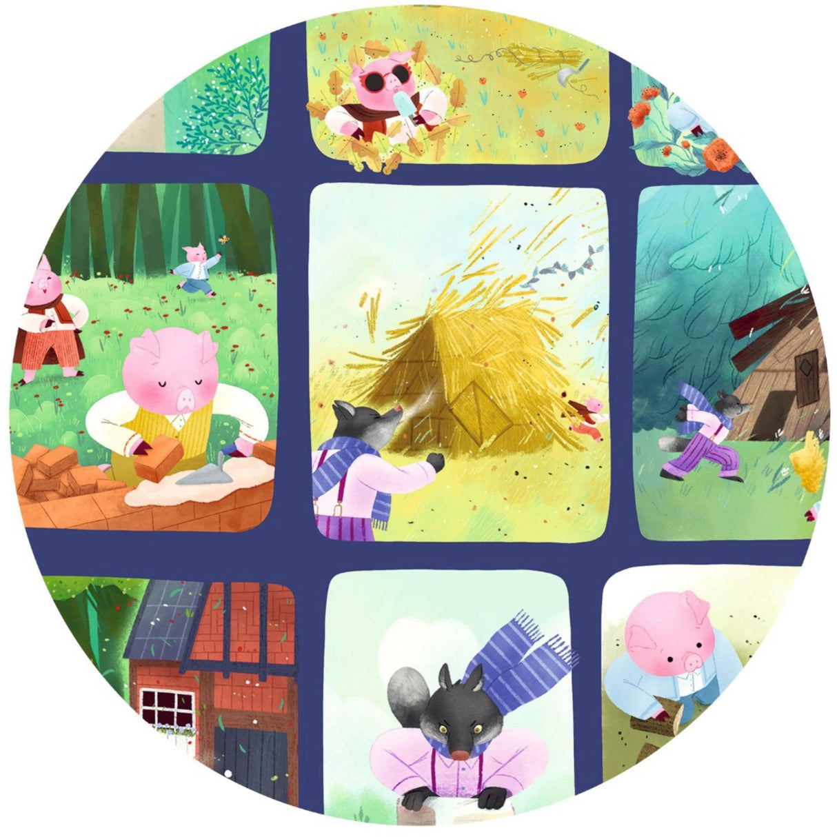 Djeco Story Puzzle, De 3 Små Grise - 35 Brikker