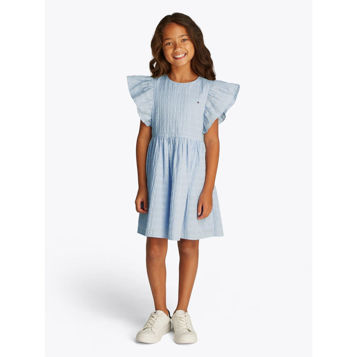 Tommy Hilfiger Breezy Blue Textured Bomuld Kjole SS
