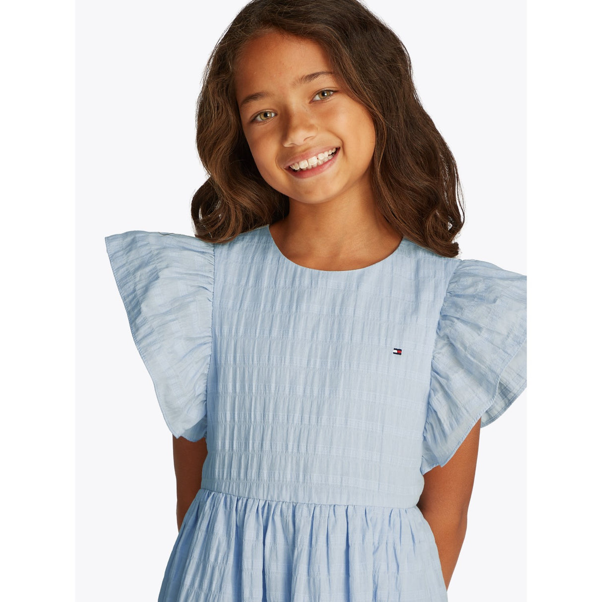 Tommy Hilfiger Breezy Blue Textured Bomuld Kjole SS