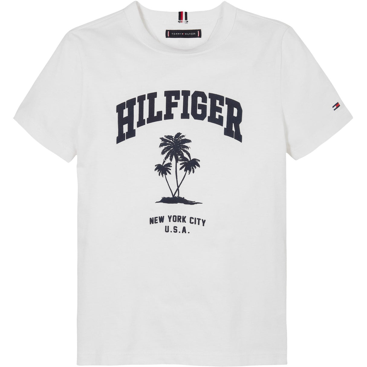 Tommy Hilfiger White Hilfiger Palm Print T-Skjorte