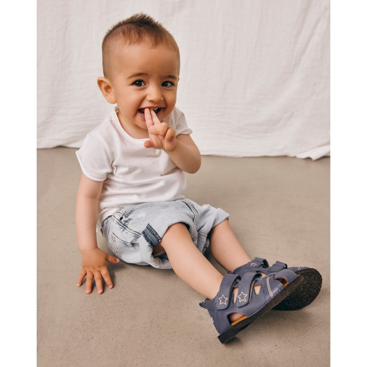 Angulus Indigo Sandal Med Stjernebroderi