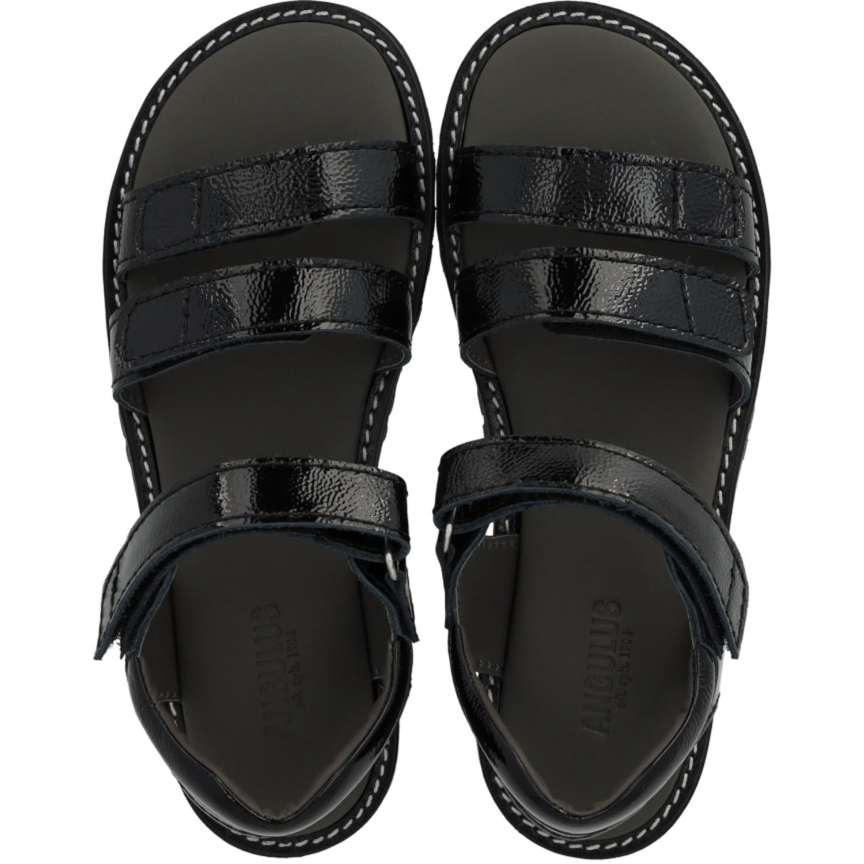 Angulus Black Justerbar Lædersandal Med Velcro