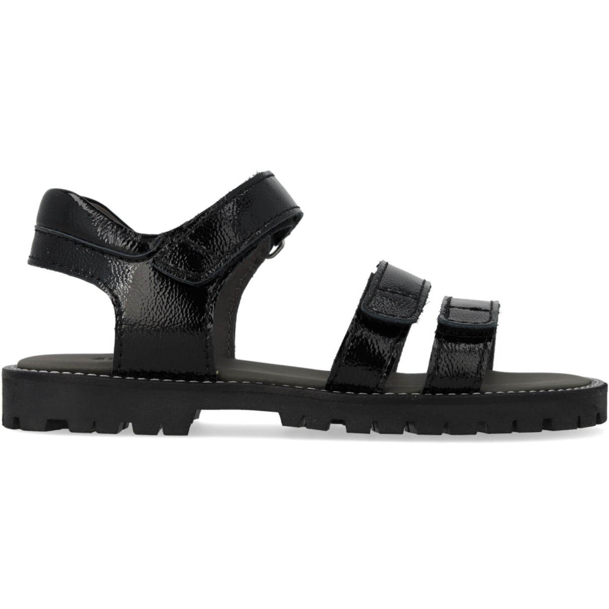Angulus Black Justerbar Lædersandal Med Velcro