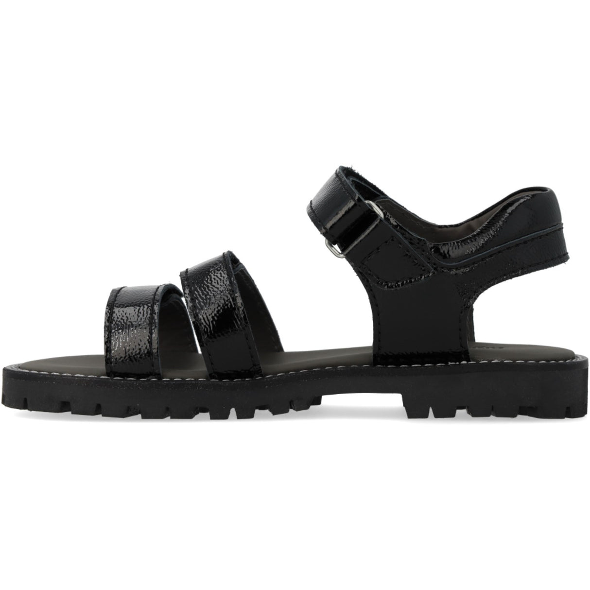 Angulus Black Justerbar Lædersandal Med Velcro