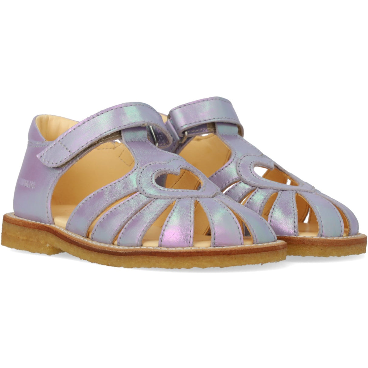 Angulus Iridescent Lilac Shine Hjertesandal Med Velcrolukning