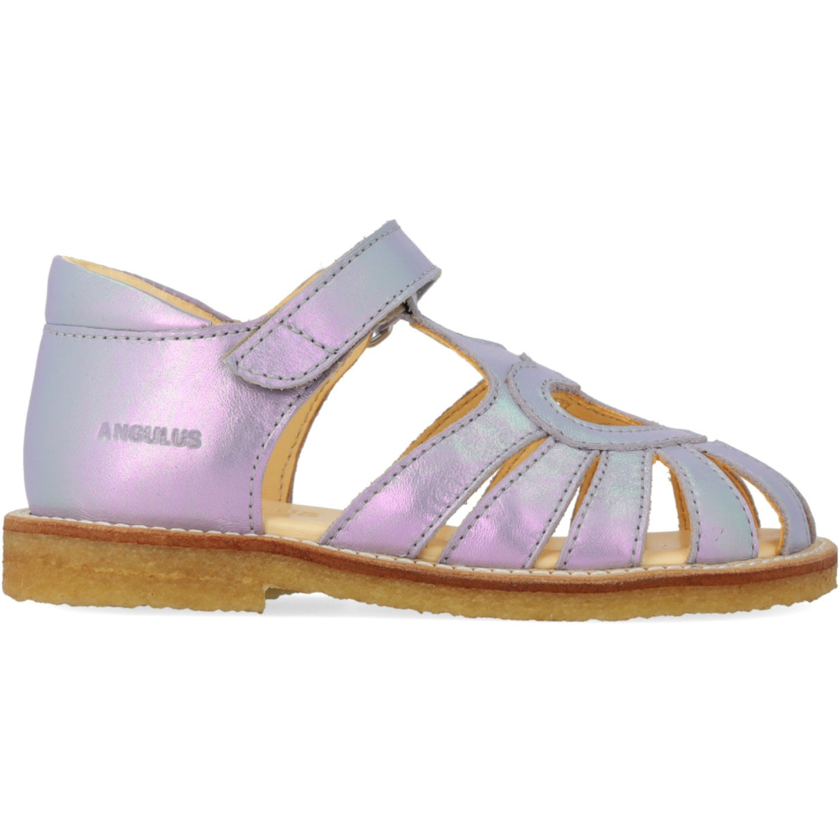 Angulus Iridescent Lilac Shine Hjertesandal Med Velcrolukning