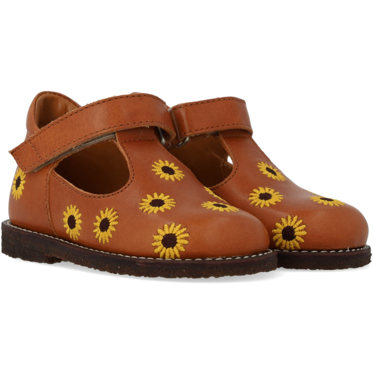 Angulus Cognac Klassisk Begynder Tullesko Med Solsikkebroderi