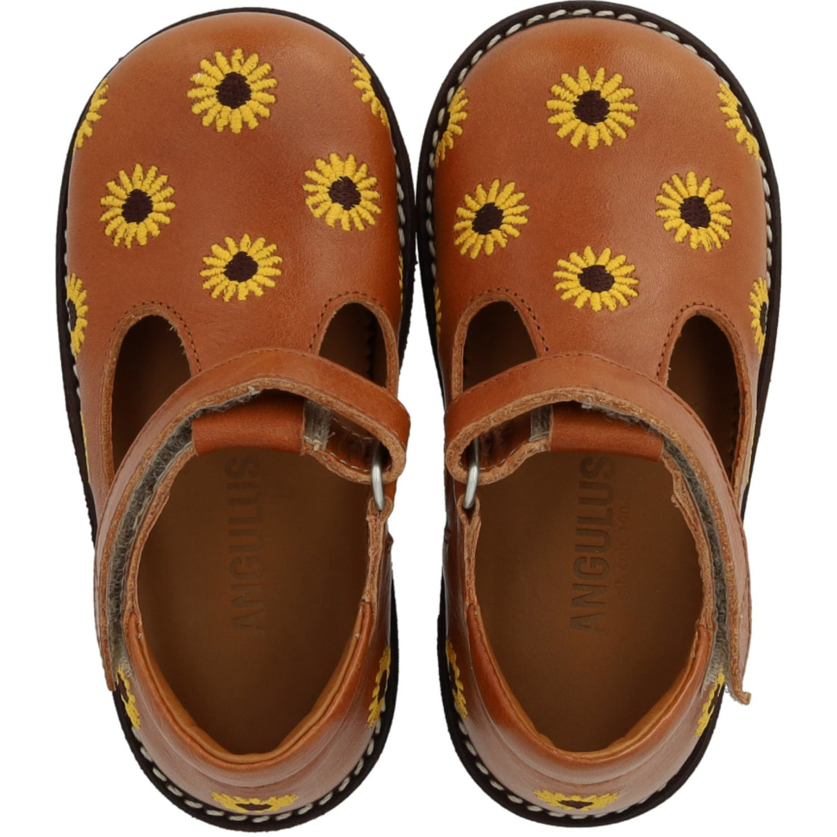 Angulus Cognac Klassisk Begynder Tullesko Med Solsikkebroderi