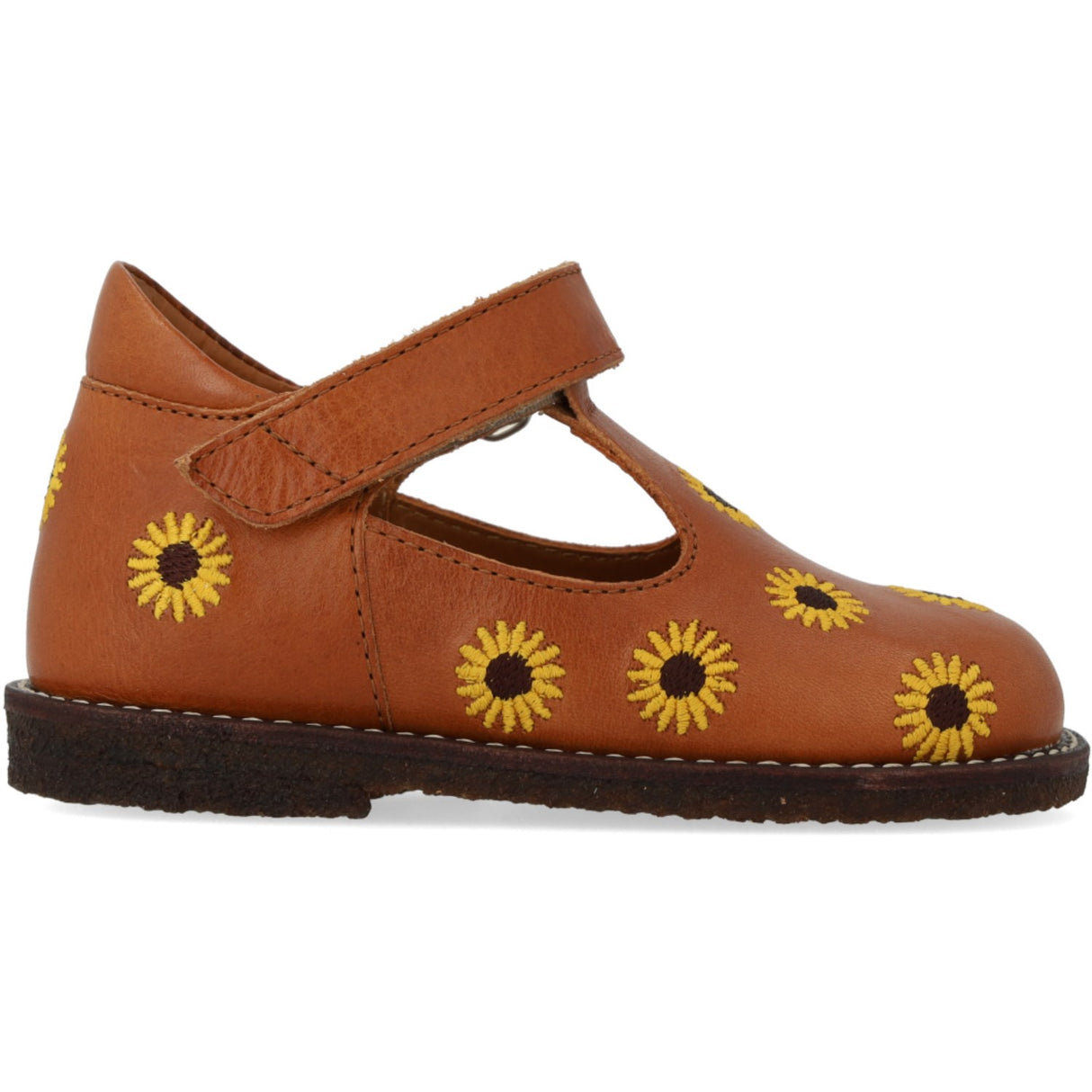 Angulus Cognac Klassisk Begynder Tullesko Med Solsikkebroderi