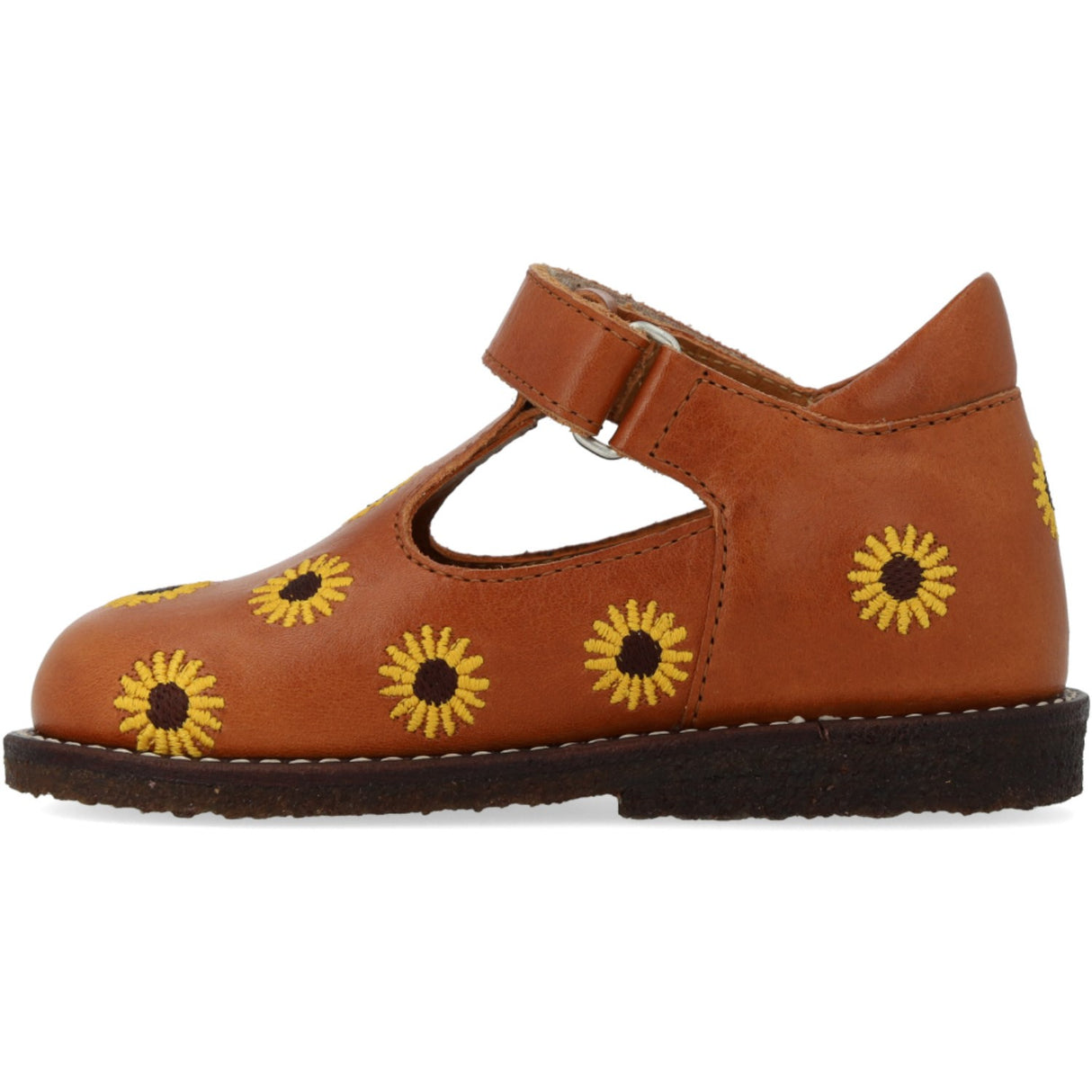 Angulus Cognac Klassisk Begynder Tullesko Med Solsikkebroderi