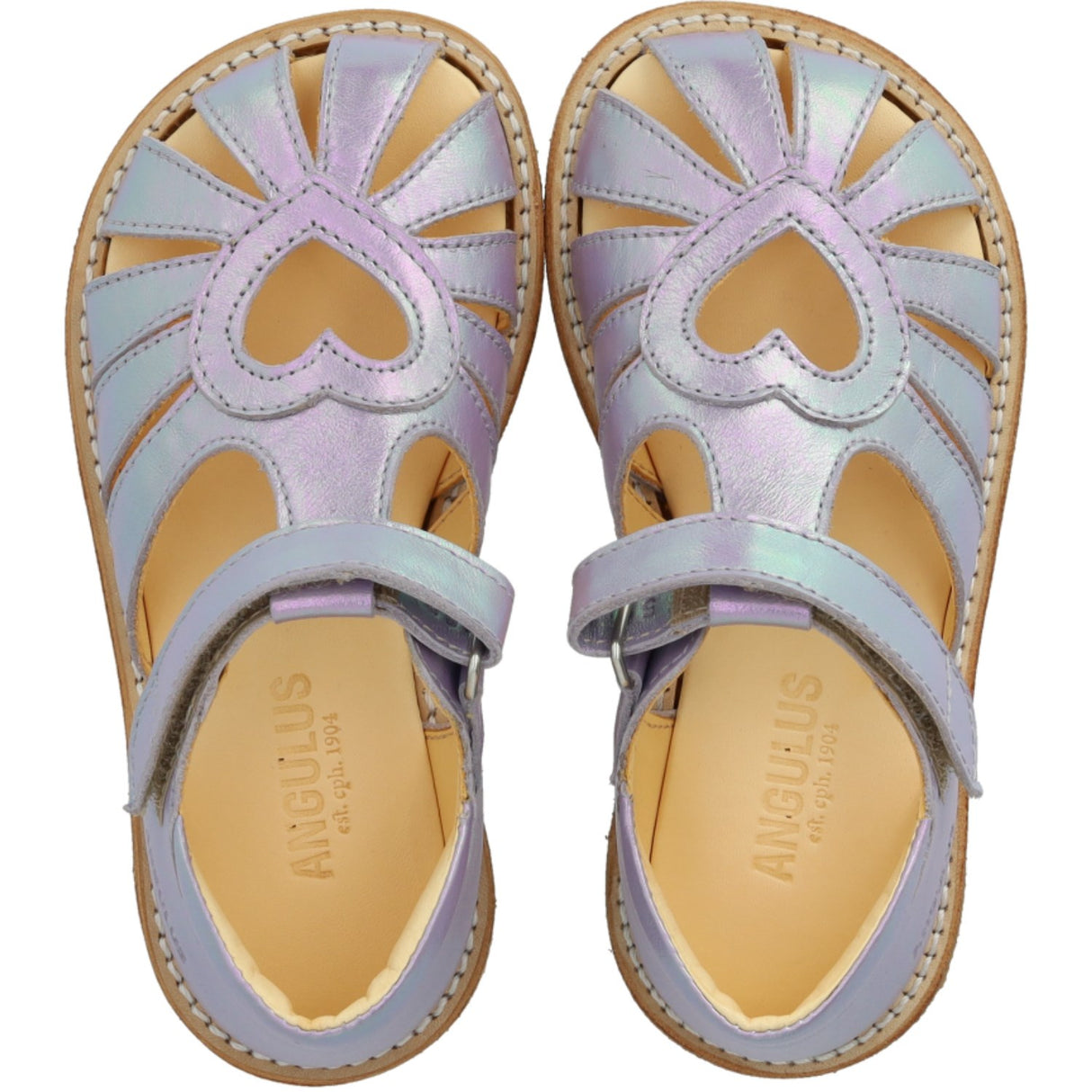 Angulus Iridescent Lilac Shine Hjertesandal Med Velcrolukning