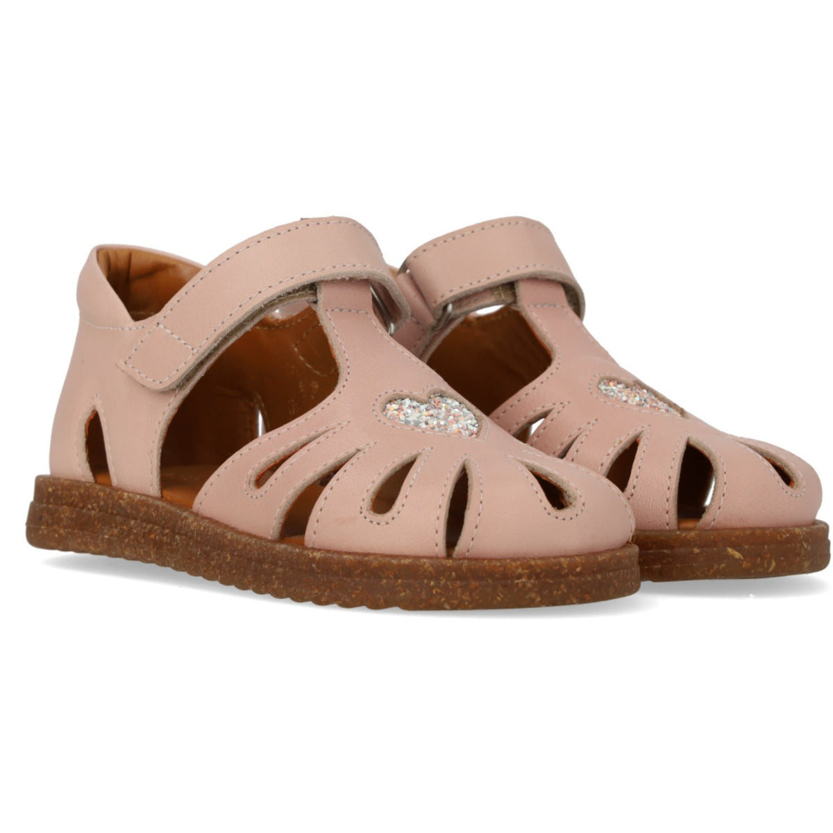 Angulus - Hjertesandal Med Funklende Glitter Hjerte 5186-202 - 3282/3296 Rosebud/pastel Multi Glitter