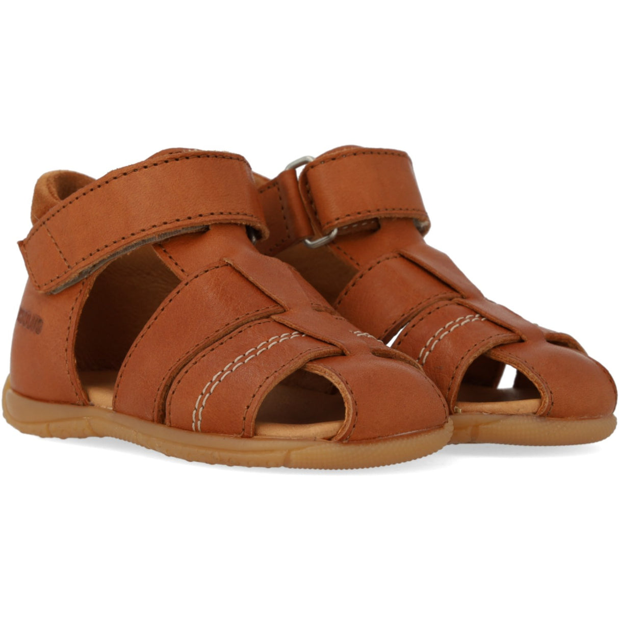 Angulus Cognac Barnets Første Sandal Med Kontraststikninger