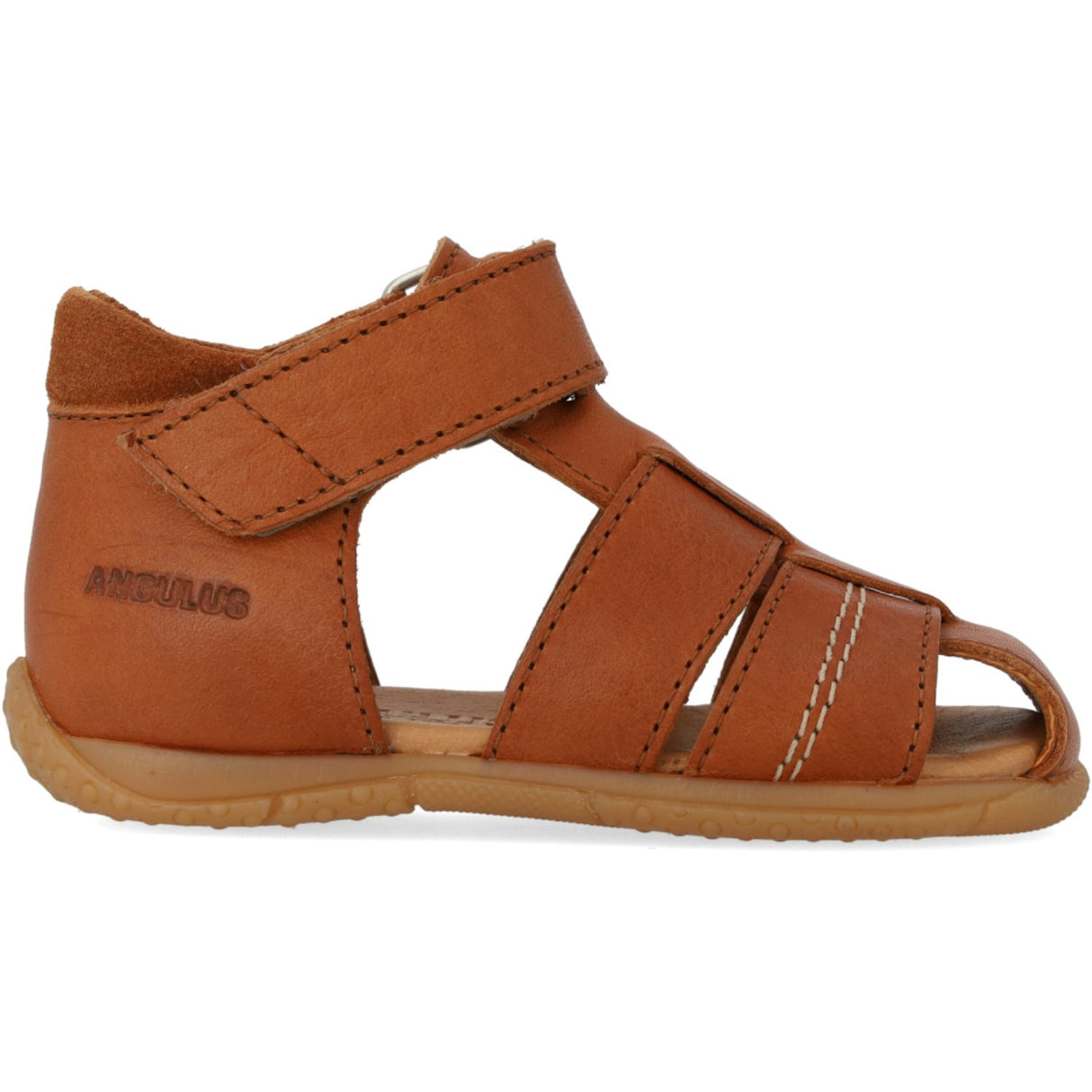 Angulus Cognac Barnets Første Sandal Med Kontraststikninger