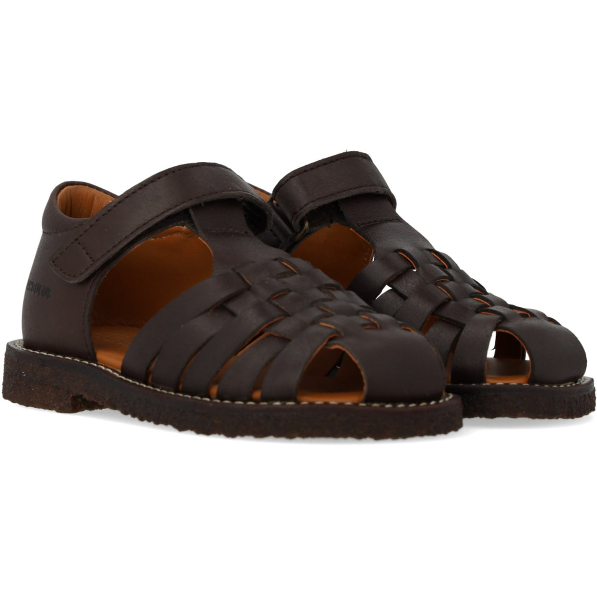Angulus Dark Brown Flettet Lædersandal