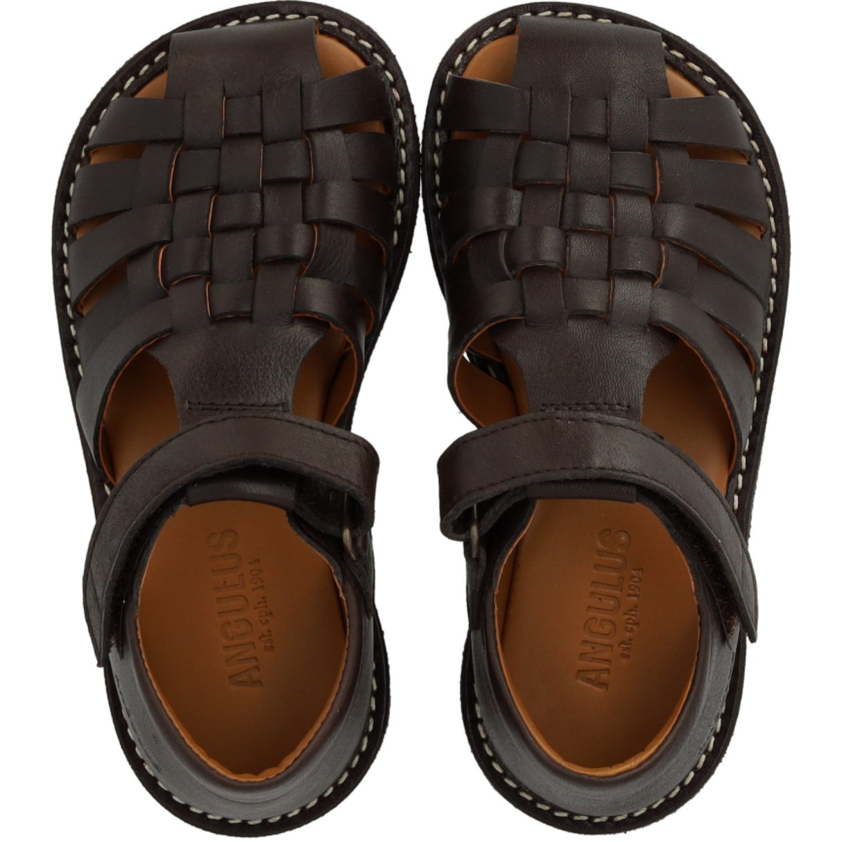 Angulus Dark Brown Flettet Lædersandal