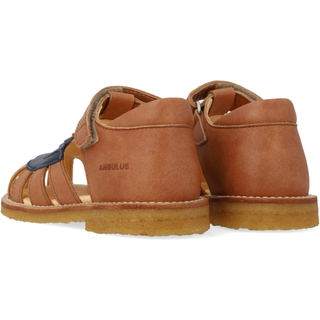 Angulus Tan/Navy/Indigo/Blue Fog Colourblock Regnbuesandal Med Velcro