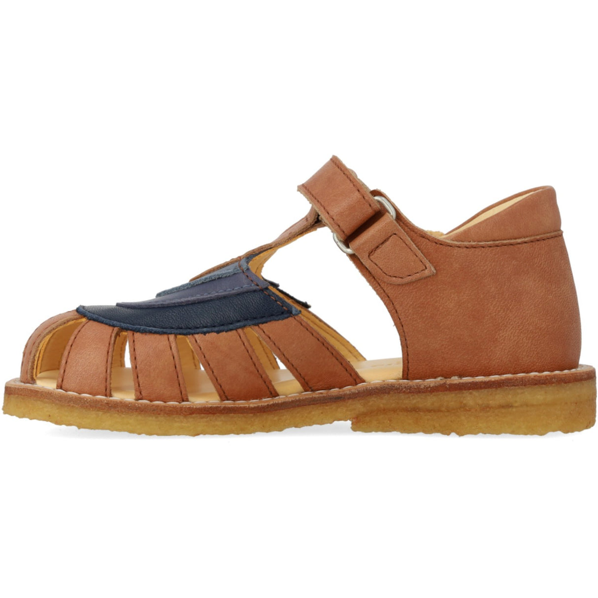 Angulus Tan/Navy/Indigo/Blue Fog Colourblock Regnbuesandal Med Velcro