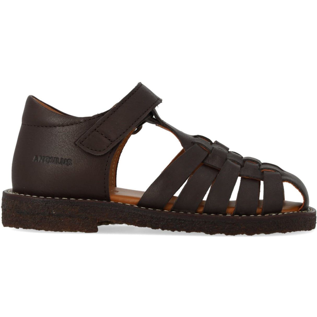 Angulus Dark Brown Flettet Lædersandal