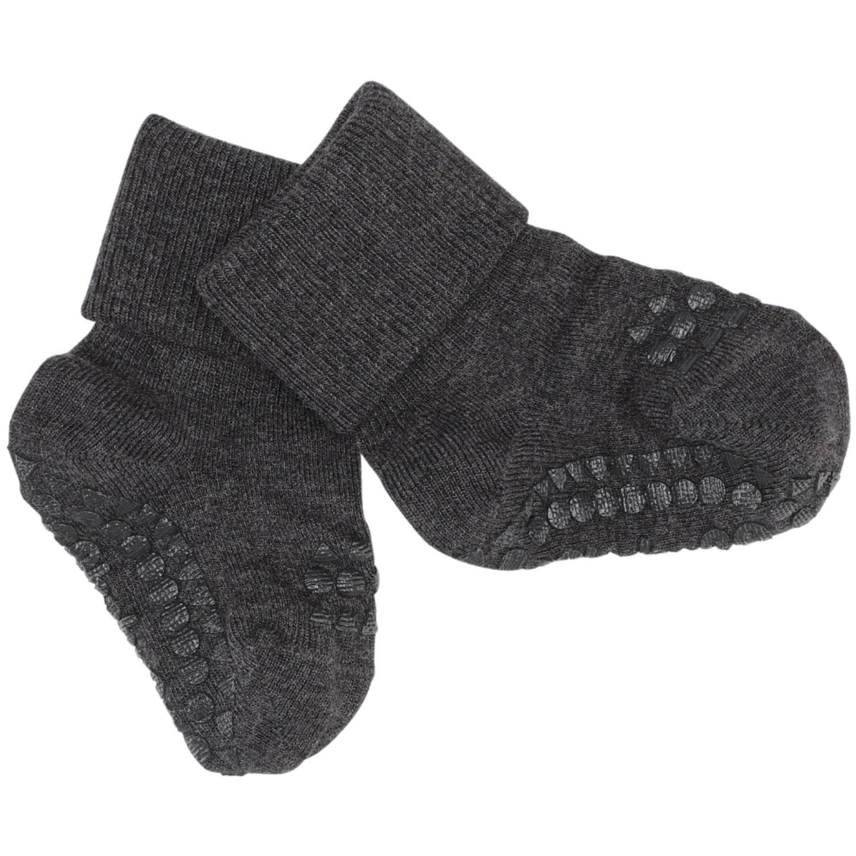 Gobabygo Dark Grey Melange Non-Slip Strømper Bambus