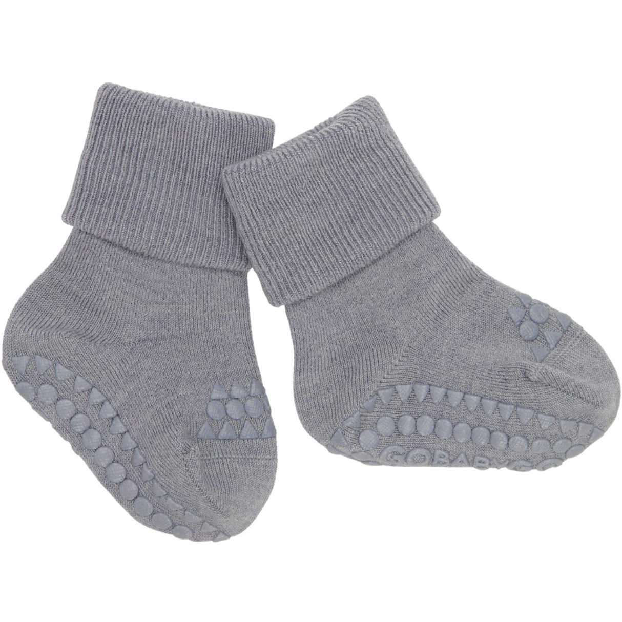 Gobabygo Grey Melange Non-Slip Strømper I Merino Uld