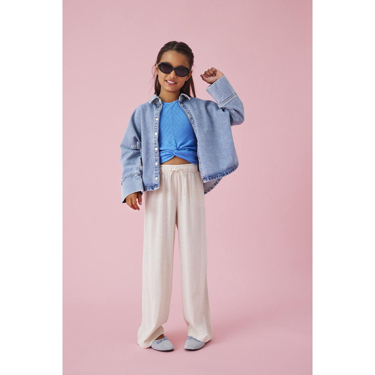 kids ONLY Light Blue Denim Grace 7/8 Sløjfe Skjorte Denim