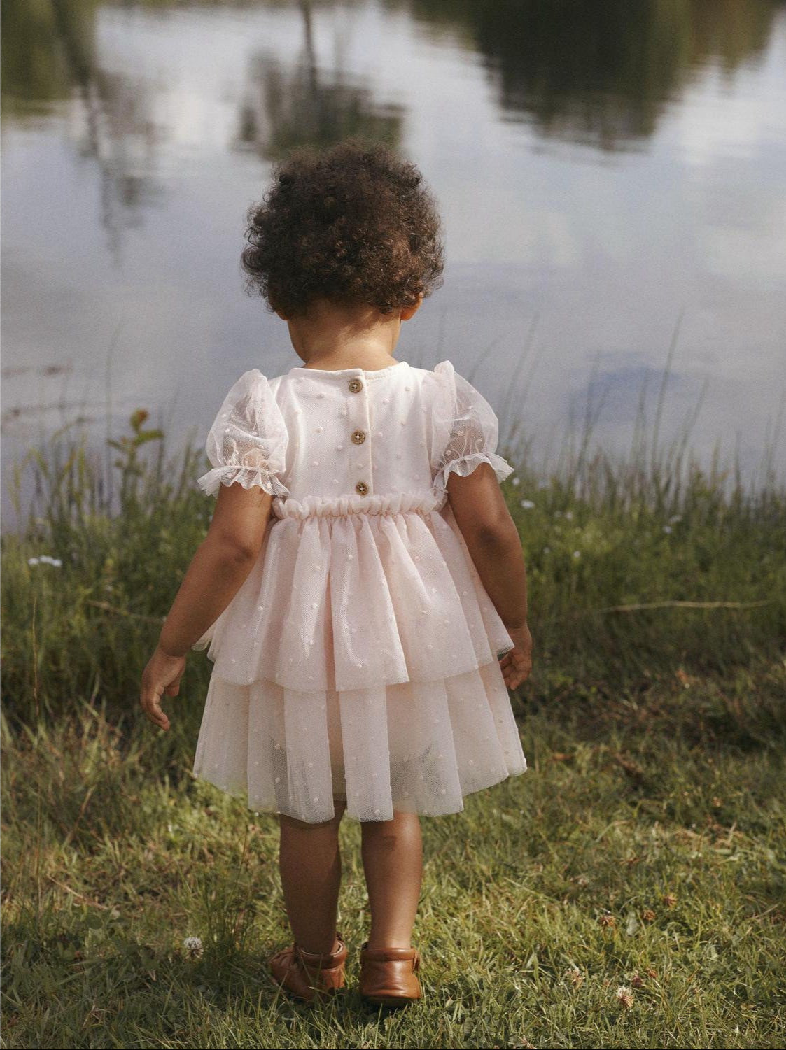 Lil'Atelier Peach Blush Frilla Loose Tyl Body Kjole