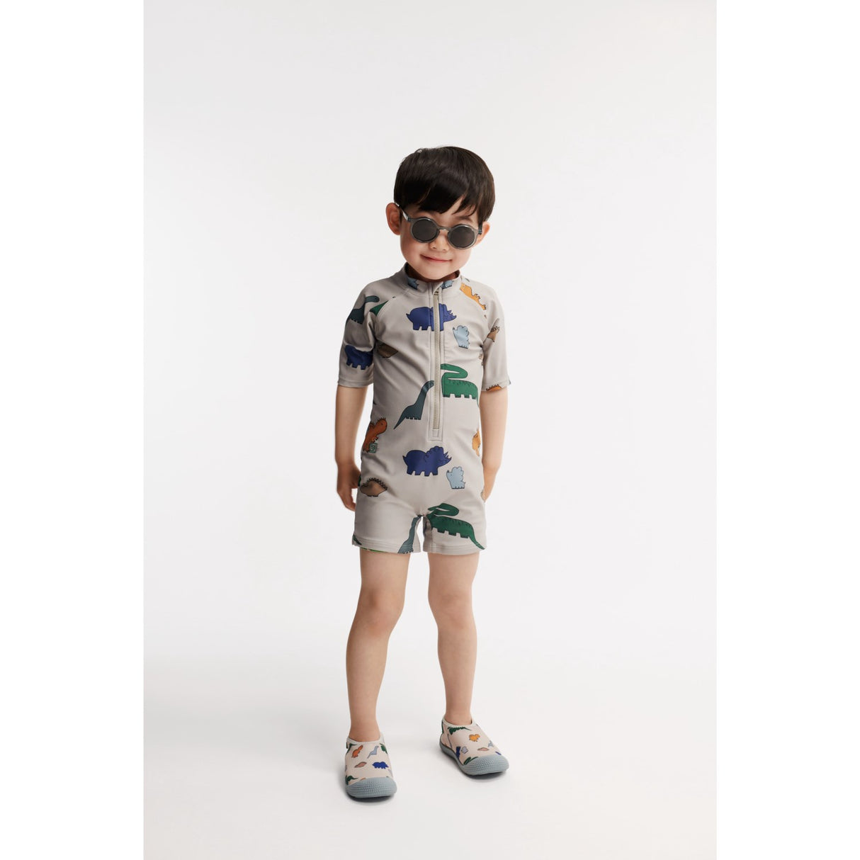 LIEWOOD Dinosaurs / Mist Max Printed Shortsleeve Badeheldragt