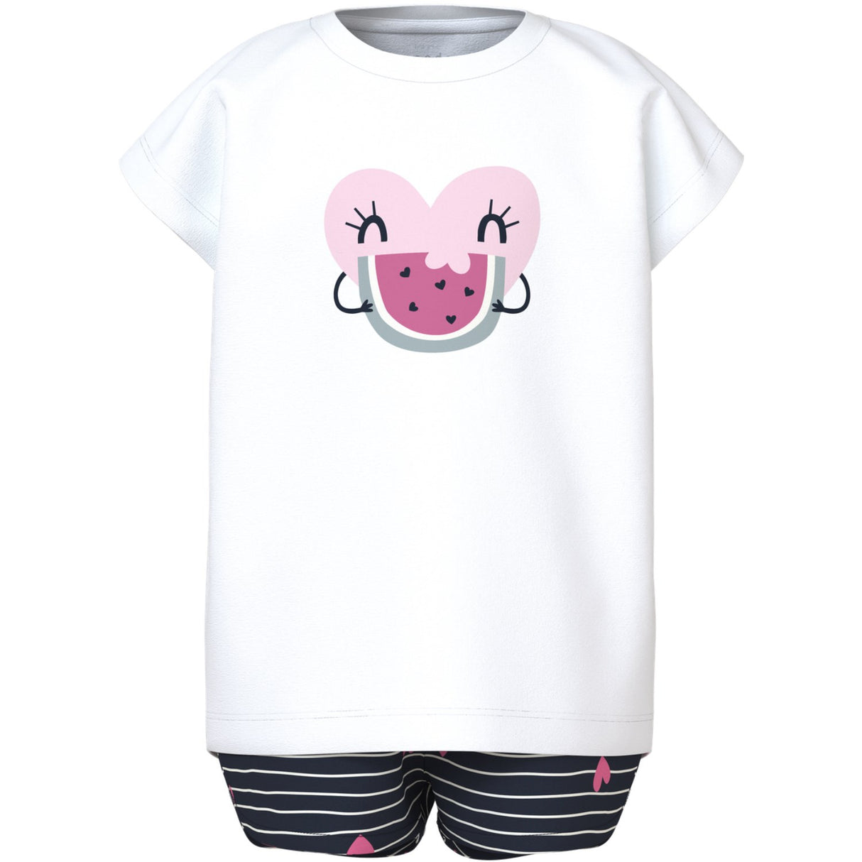 Name It Bright White Hearts Vigea Shorts Sæt