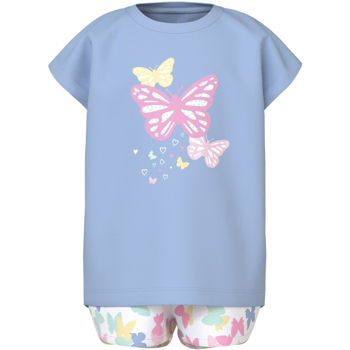 Name It Chambray Blue Butterflies Vigea Shorts Sæt