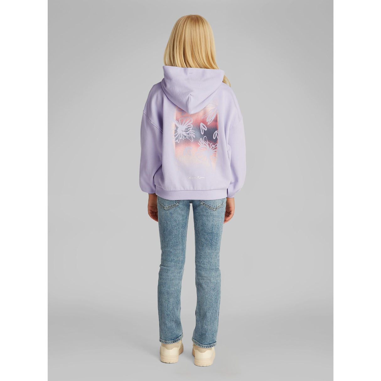 Calvin Klein Purple Heather Flower Back Graphic Hættetrøje