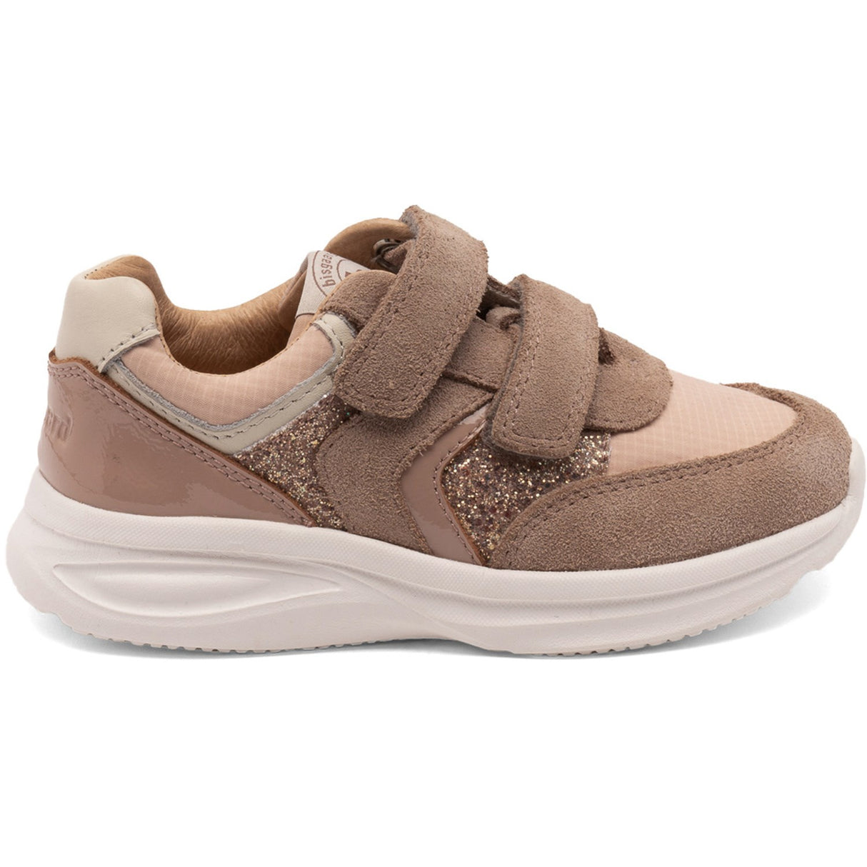 Bisgaard Taupe Glitter Yuki Glitter Velcro Sko