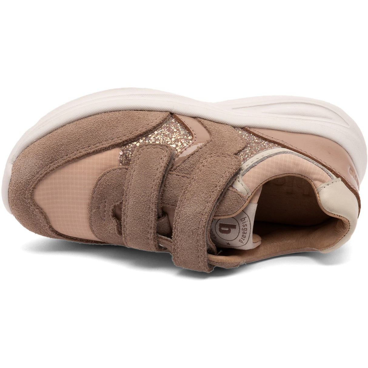 Bisgaard Taupe Glitter Yuki Glitter Velcro Sko