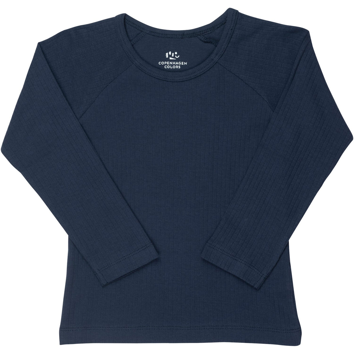 COPENHAGEN COLORS Navy Rib Jersey Classic Longsleeve Bluse