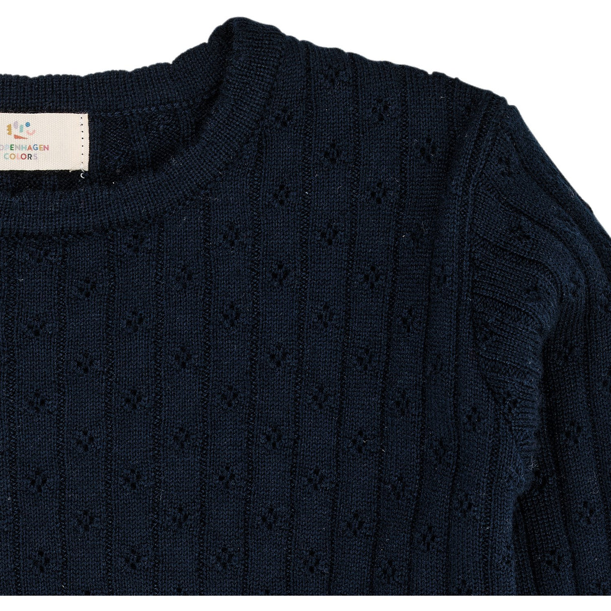 COPENHAGEN COLORS Navy Merino Classic Pointelle Bluse