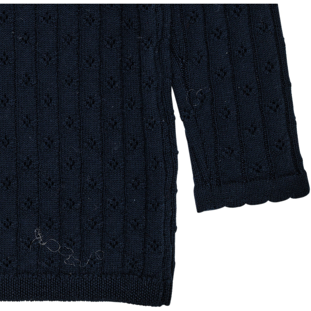 COPENHAGEN COLORS Navy Merino Classic Pointelle Bluse
