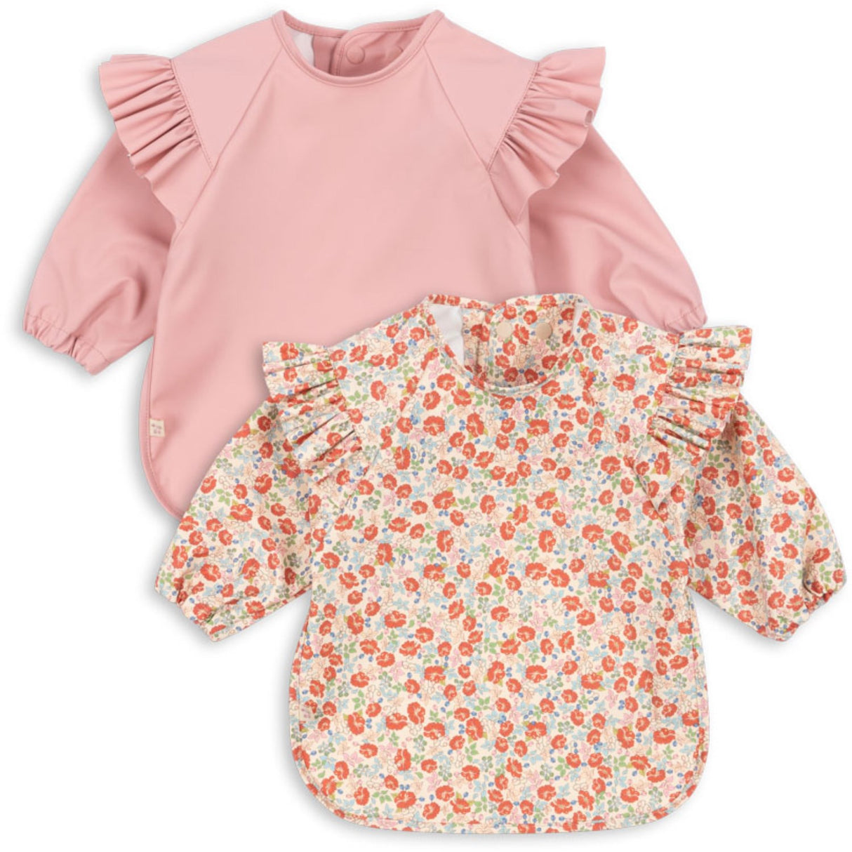 Konges Sløjd Kaluka/Bridal Rose 2 Pak Dinner Hagesmæk Med Ærmer og Flæse