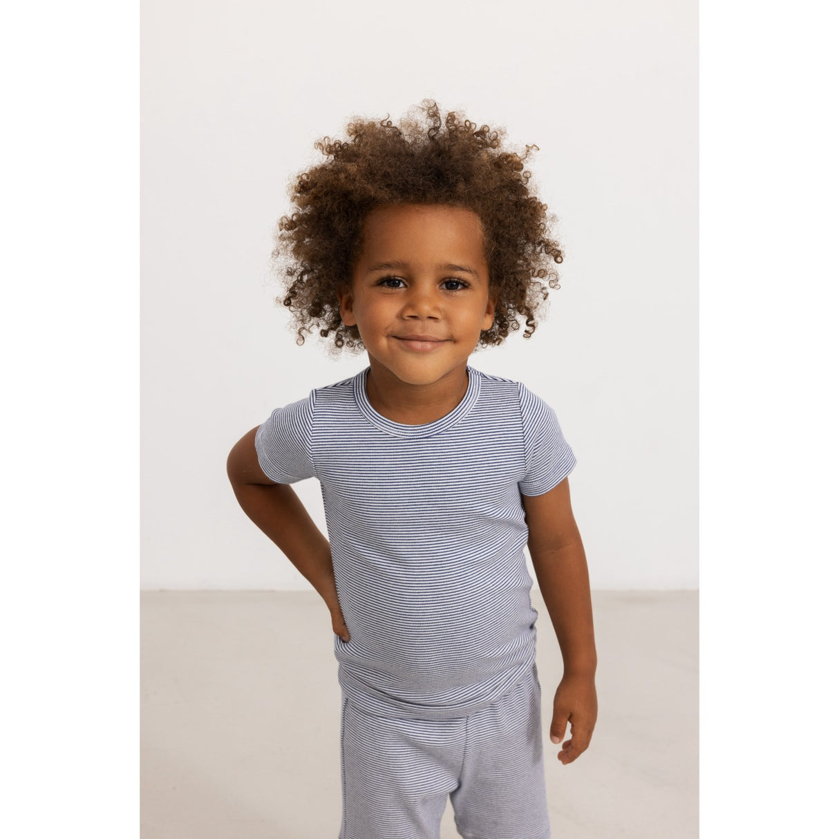 MarMar Modal Fine Rib Blue Stripe Tago T-shirt