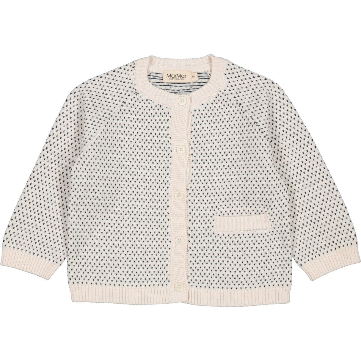 MarMar Cotton Knit Mini Pattern Light Sand Mix Taki Strik Cardigan