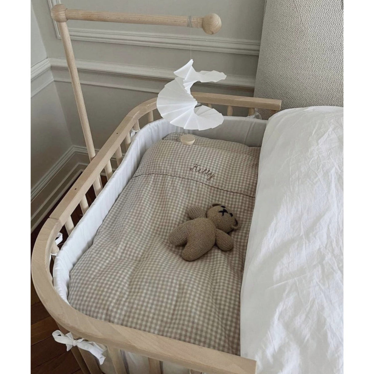 Lalaby Beige Gingham Classic Sengetøj