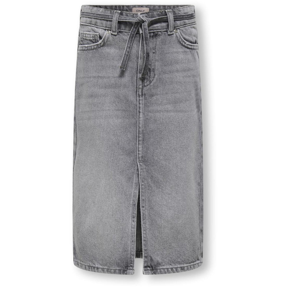 kids ONLY Medium Grey Denim Gianna Belted Midi Nederdel Dot Denim