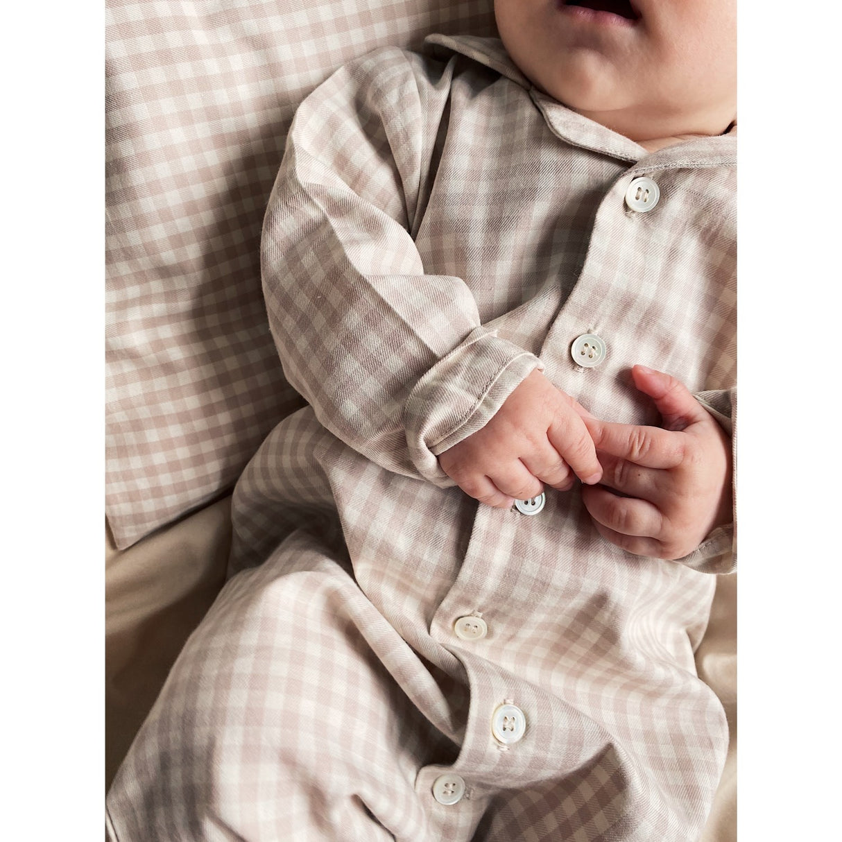 Lalaby Beige Gingham Classic Pj Dragt
